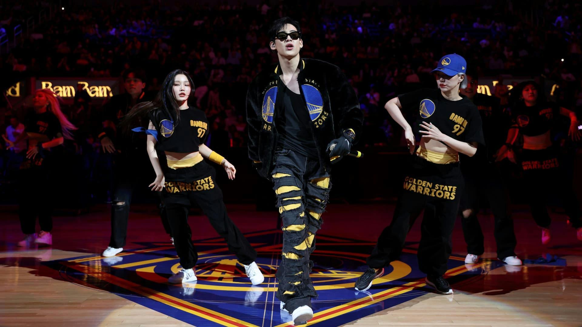 BamBam performs at Golden State Warriors halftime at Chase Center